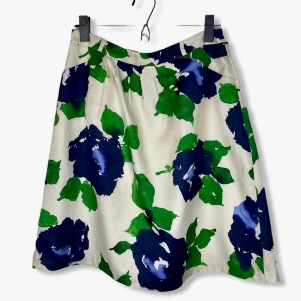 Outback Red Blue Floral Pleated A-line Skirt Women's Size Large NWT